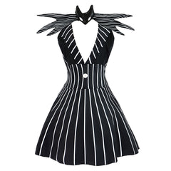 The Nightmare Before Christmas Jack Female Version Black Dress Outfits Cosplay Costume Halloween Suit 