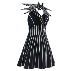 The Nightmare Before Christmas Jack Female Version Black Dress Outfits Cosplay Costume Halloween Suit 