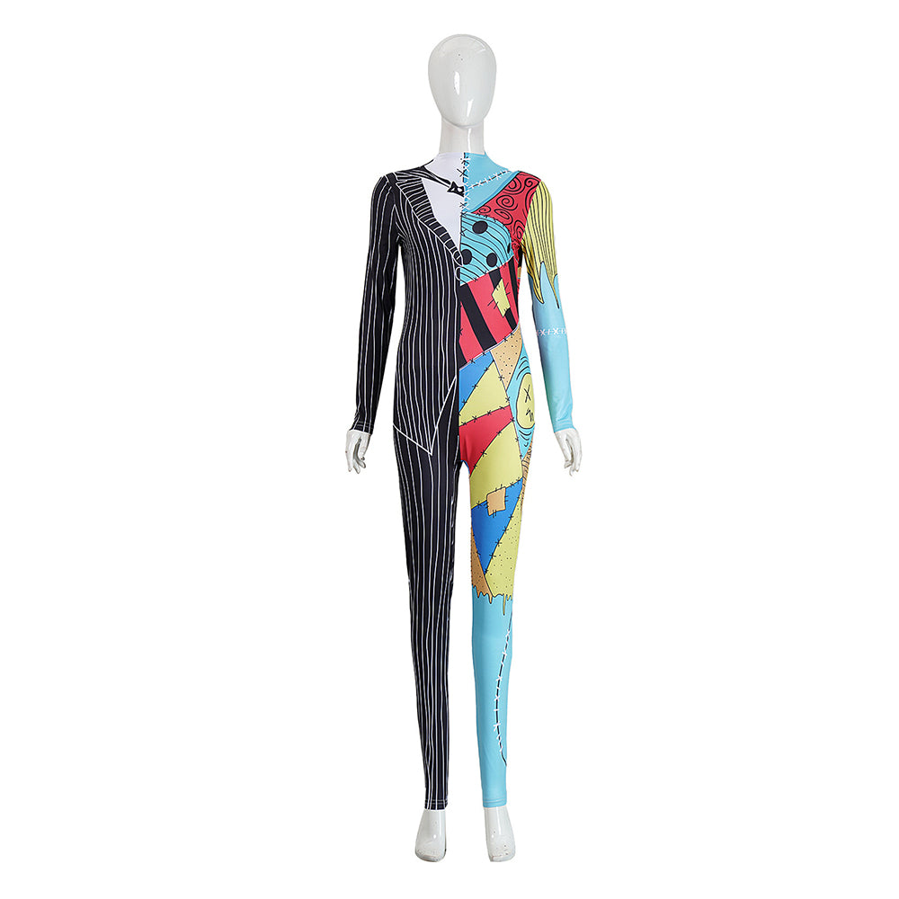 The Nightmare Before Christmas Jack Sally Printed Jumpsuit Outfits Cosplay Costume 