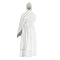 The Odyssey (2026) Goddess Athena White Dress Hood Outfits Cosplay Costume