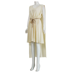 The Odyssey (2026) Helen Of Troy Beige Dress Outfits Medieval Cosplay Costume