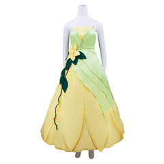 The Princess And The Frog Tiana Green Yellow Dress Set Outfits Cosplay Costume 