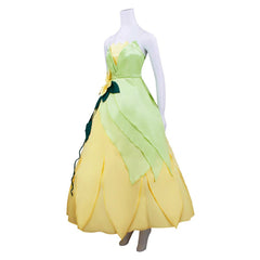 The Princess And The Frog Tiana Green Yellow Dress Set Outfits Cosplay Costume 
