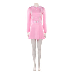 The Rocky Horror Picture Show Janet Weiss Pink Dress White Cardigan Outfits Cosplay Costume