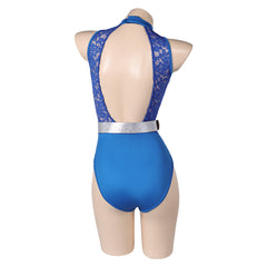 The Substance (2024) Elizabeth Blue Gymnastic Jumpsuit Outfits Cosplay Costume 