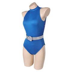 The Substance (2024) Elizabeth Blue Gymnastic Jumpsuit Outfits Cosplay Costume 