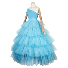 The Substance (2024) Sue Blue Fluffy Tiered Dress Outfits Cosplay Costume 