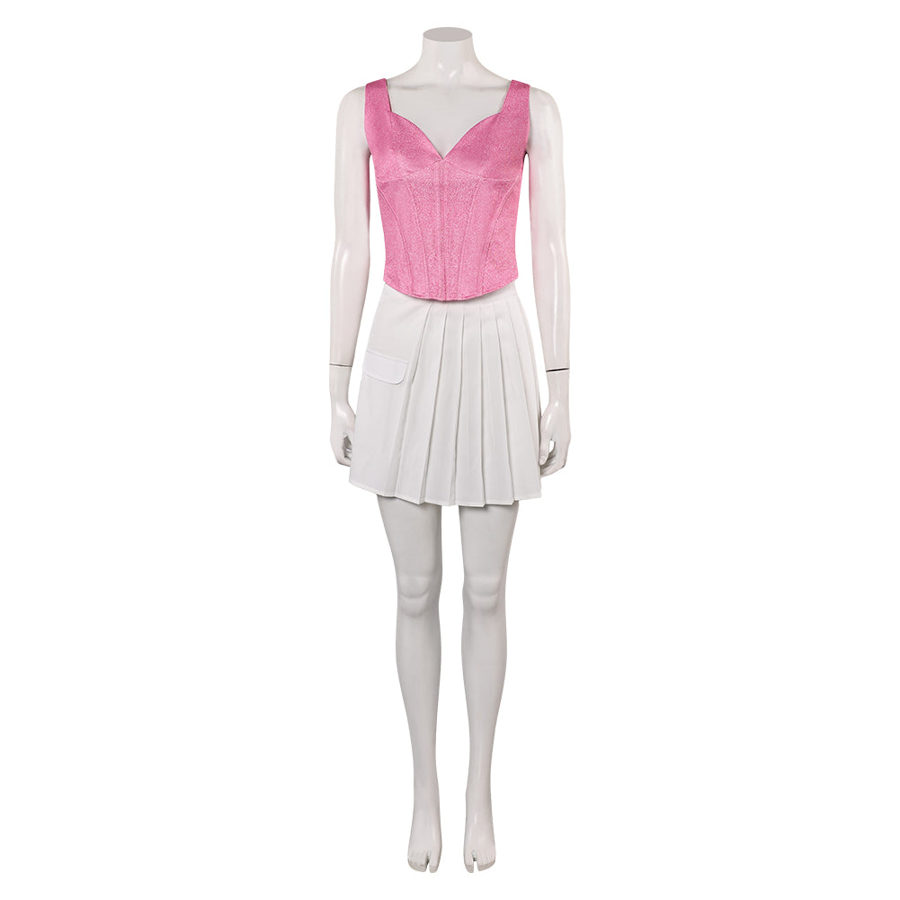 The Substance (2024) Sue Pink Vest White Skirt Outfits Cosplay Costume 