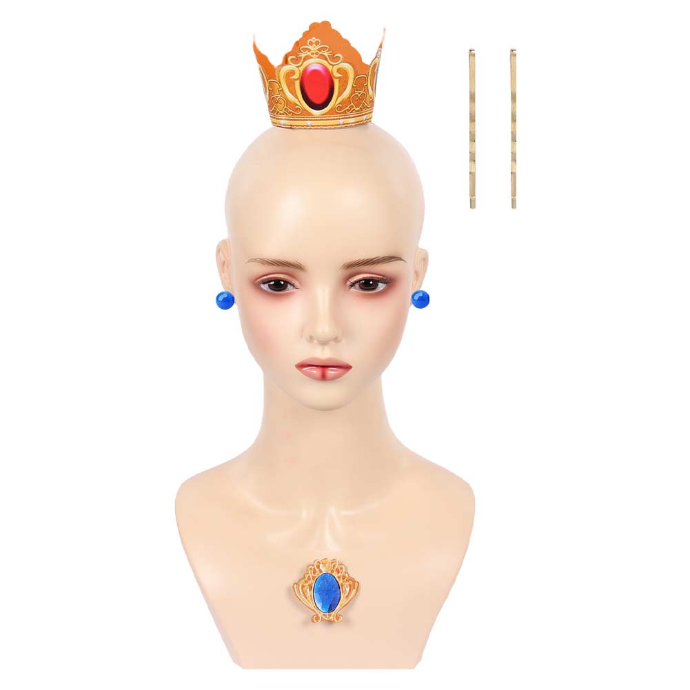 The Super Mario Galaxy Movie (2026) Princess Peach Crown Earrings Brooch Cosplay Accessories Props
