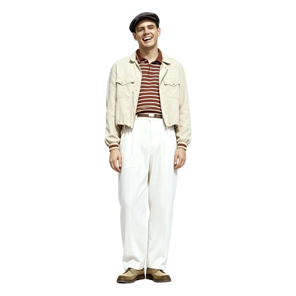 The Truman Show Truman Burbank White Jacket Red Shirt Set Outfits Cosplay Costume