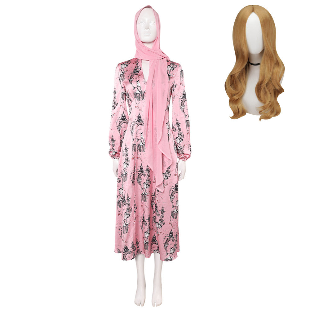 The White Lotus Season 3 (2025) Tanya McQuoid Pink Dress Scarf Outfits Cosplay Costume