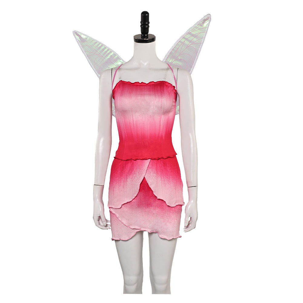 Tinker Bell Rosetta Pink Dress Outfits Cosplay Costume Halloween Carnival Suit 