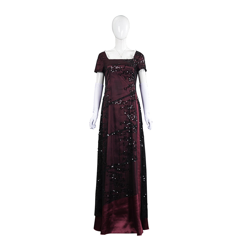 Titanic Rose DeWitt Red Dress Set Outfits Cosplay Costume