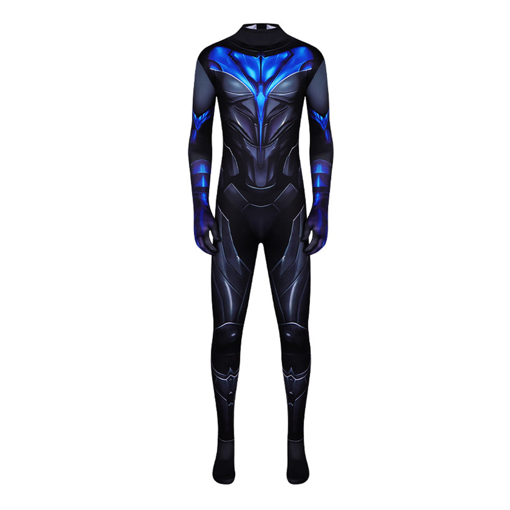 Titans Dick Grayson Nightwing Blue Black Jumpsuit Outfits Cosplay Costume 