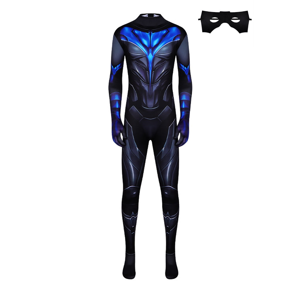 Titans Dick Grayson Nightwing Blue Black Jumpsuit Mask Outfits Cosplay Costume