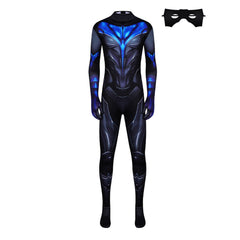 Titans Dick Grayson Nightwing Blue Black Jumpsuit Mask Outfits Cosplay Costume