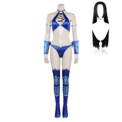 Game Mortal Kombat Kitana Blue Bikini Cosplay Costume Outfits Halloween Carnival Suit