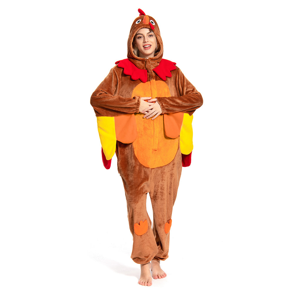 Turkey Animals Onesie Pajamas Warm Home One-Piece Sleepwear Halloween Carnival Suit - OLAOLA ​
