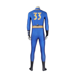 TV Fallout (2024) Men Printed Vault 33 Dweller Blue Jumpsuit Outfits Cosplay Costume Halloween Carnival Suit