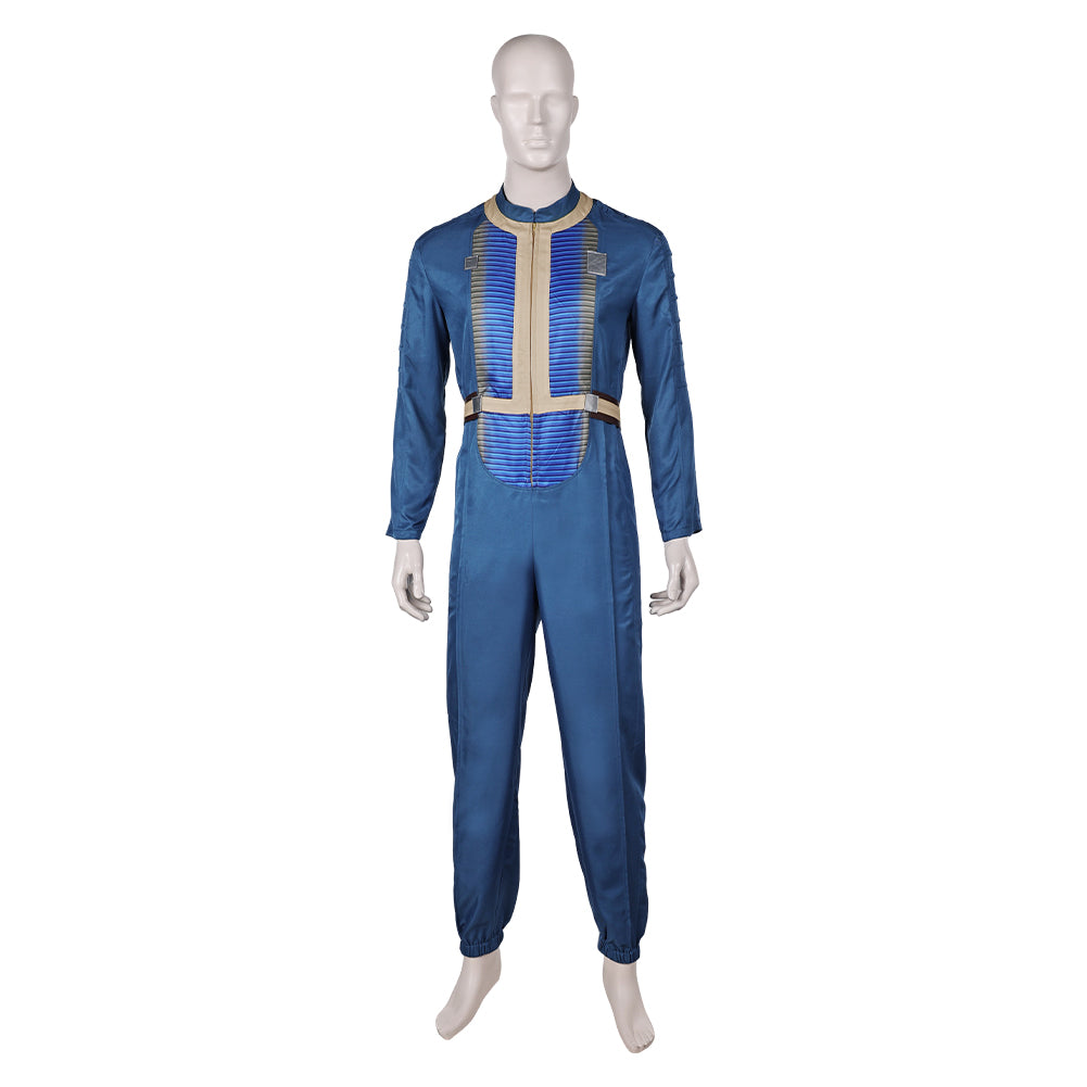 TV Fallout (2024) Men Shelter Vault 33 Dweller Blue Jumpsuit Outfits Cosplay Costume Halloween Carnival Suit