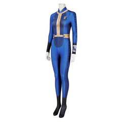 TV Fallout (2024) Women Printed Vault 33 Dweller Blue Jumpsuit Outfits Cosplay Costume Halloween Carnival Suit