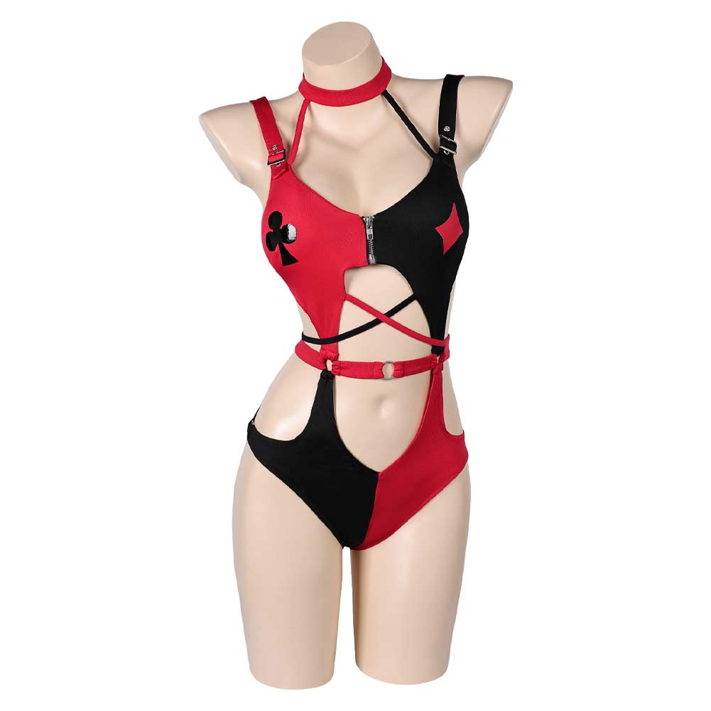 TV Harley Quinn Season 4 Harley Quinn Red And Black Swimsuit Outfits Cosplay Costume Halloween Carnival Suit