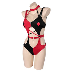 TV Harley Quinn Season 4 Harley Quinn Red And Black Swimsuit Outfits Cosplay Costume Halloween Carnival Suit