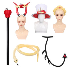 Hazbin Hotel Lucifer Hat Snake Duck Headband Apple Cane Tail Cosplay Accessories Props