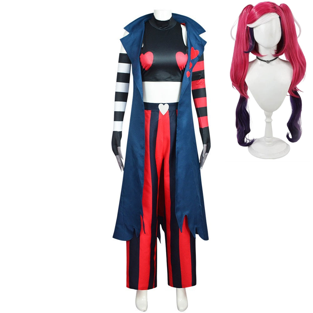 Hazbin Hotel (2024) Velvette Blue Red Outfits Cosplay Costume Halloween Carnival Suit