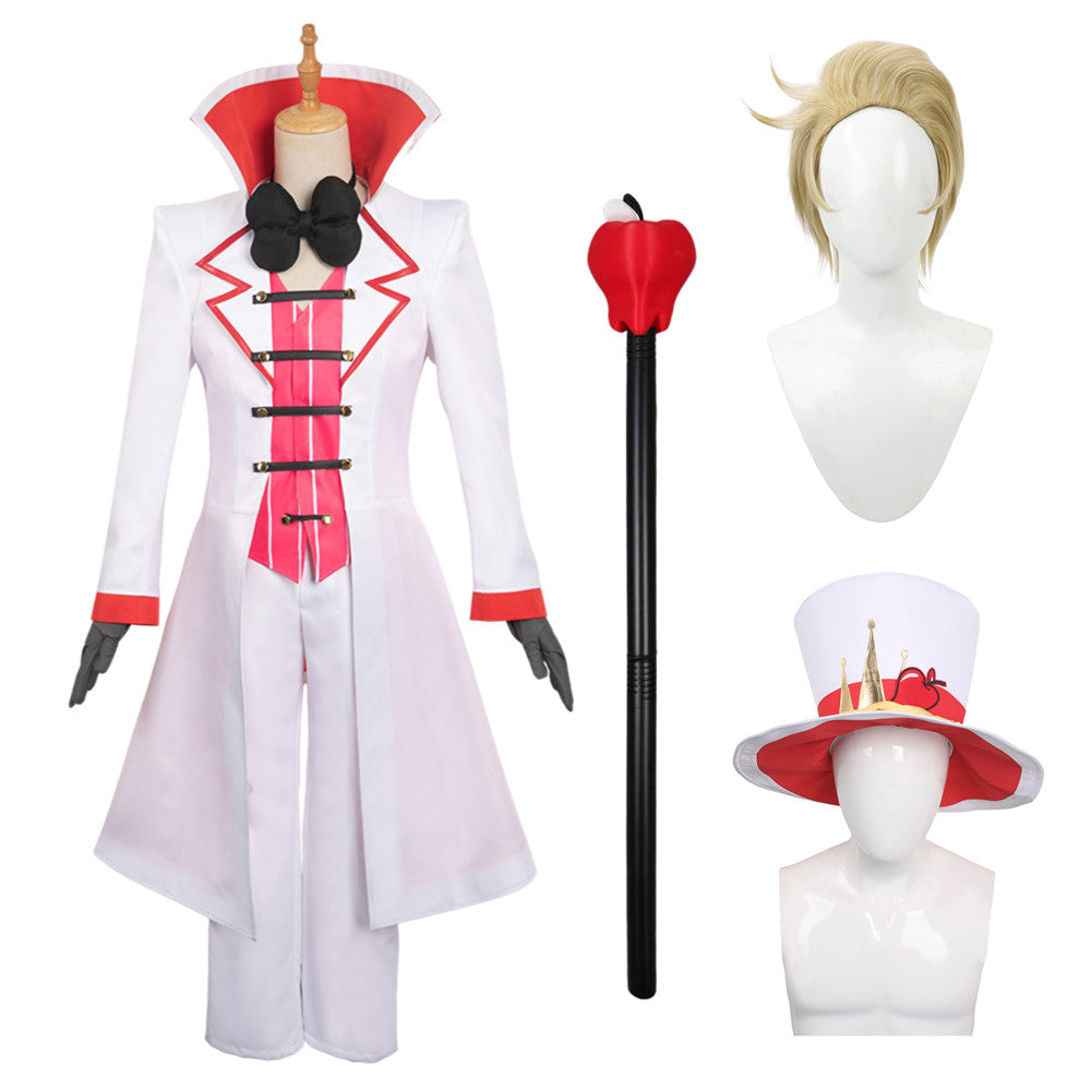 Hazbin Hotel (2024) Lucifer White Uniform Set Outfits Cosplay Costume Halloween Carnival Suit