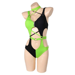 TV Kim Possible Shego Green Swimsuit Outfits Cosplay Costume Halloween Carnival Suit 
