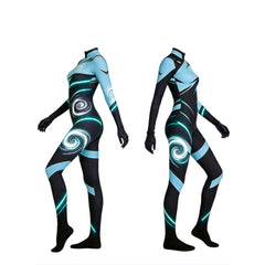 Valorant Jett Blue Black Printed Jumpsuit Outfits Cosplay Costume 
