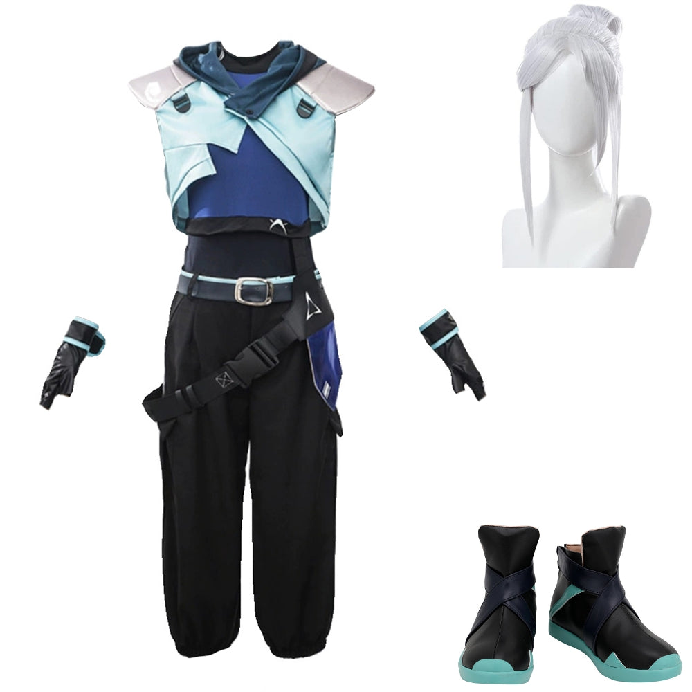 Valorant Jett Blue Set Outfits Cosplay Costume Halloween Carnival Party Suit