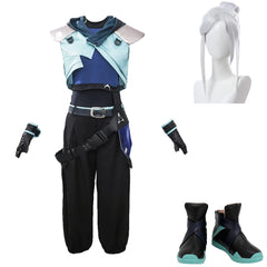 Valorant Jett Blue Set Outfits Cosplay Costume Halloween Carnival Party Suit