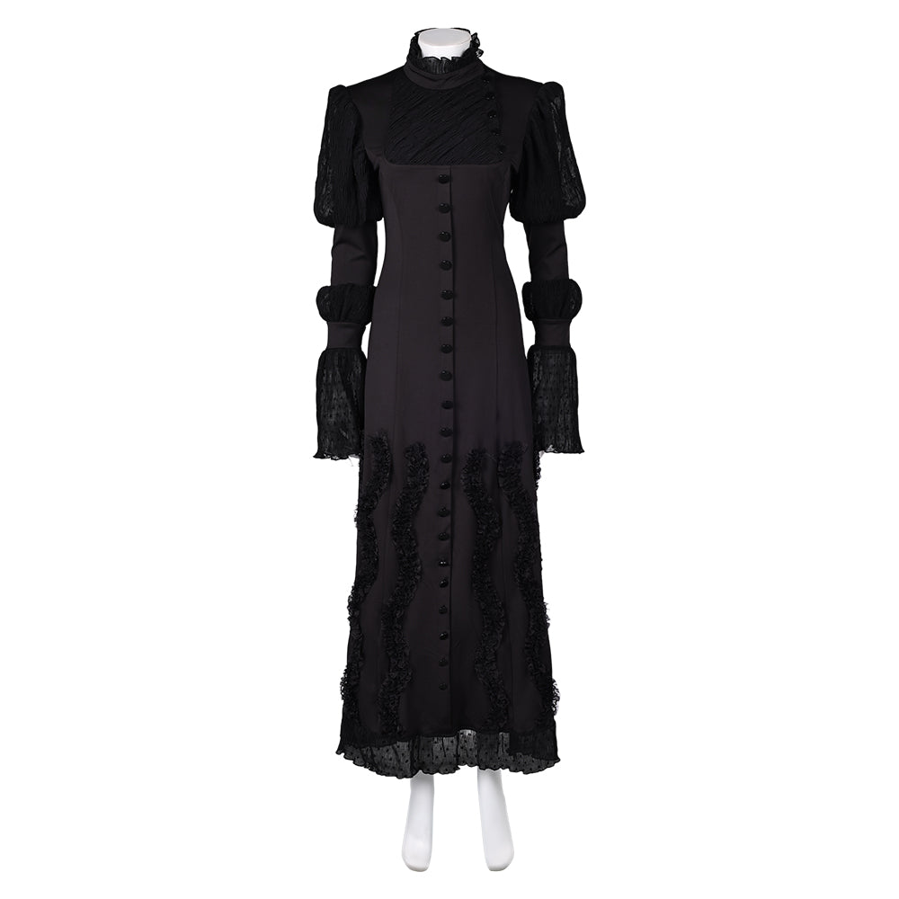 Wicked (2024) Elphaba Black Long Sleeves Dress Witch Outfits Halloween –  Coshduk