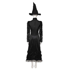 Wicked (2024) Elphaba Black Mesh Dress Set Witch Outfits Halloween Cosplay Costume 