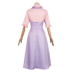 Wicked (2024) Glinda Pink Blue Striped Dress Outfits Cosplay Costume 