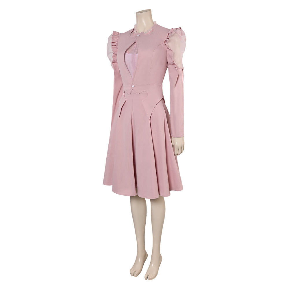 Wicked (2024) Glinda Pink Puff Sleeves Skirt Outfits Cosplay Costume   Coshduk