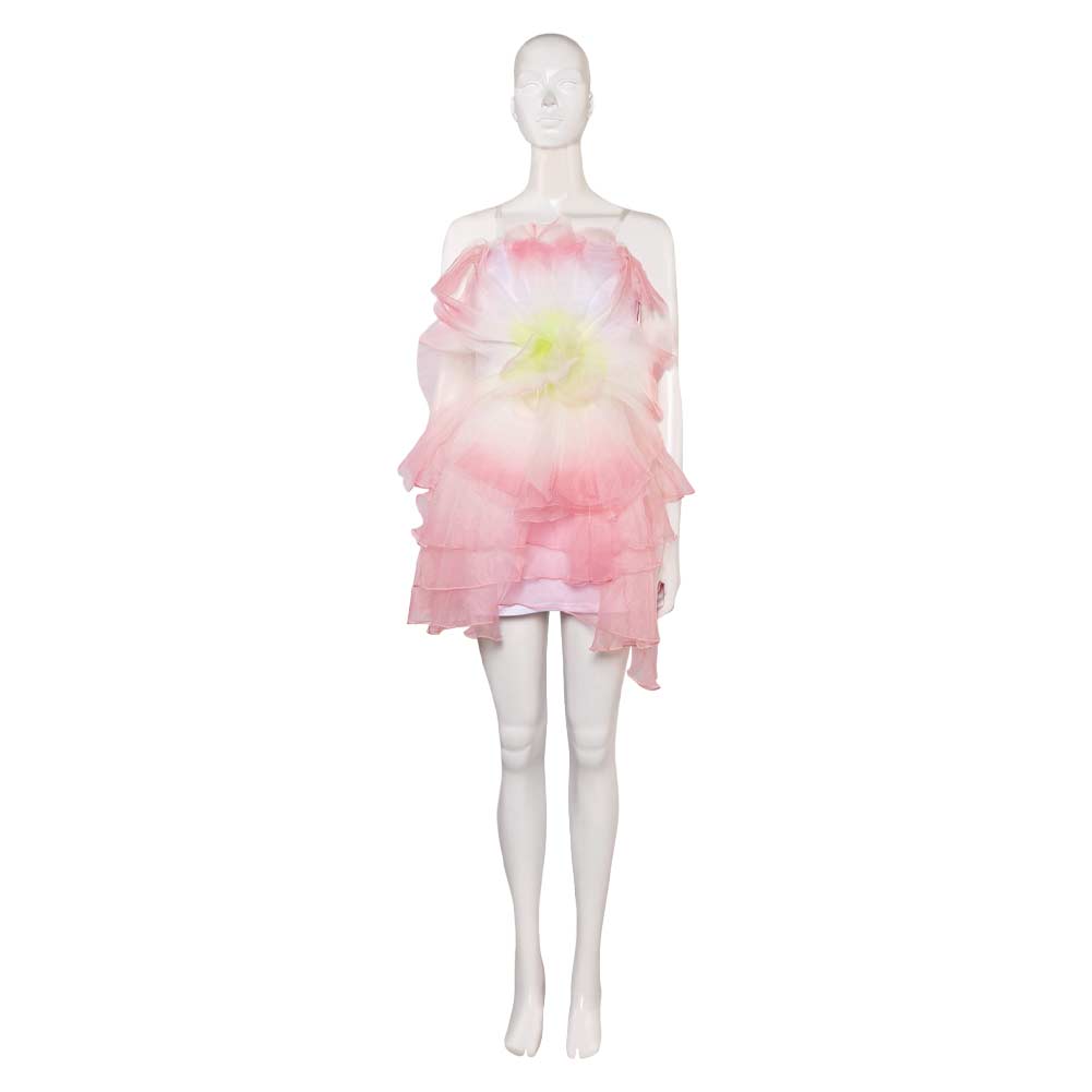 Wicked (2024) Glinda Pink White Flower Dress Outfits Cosplay Costume