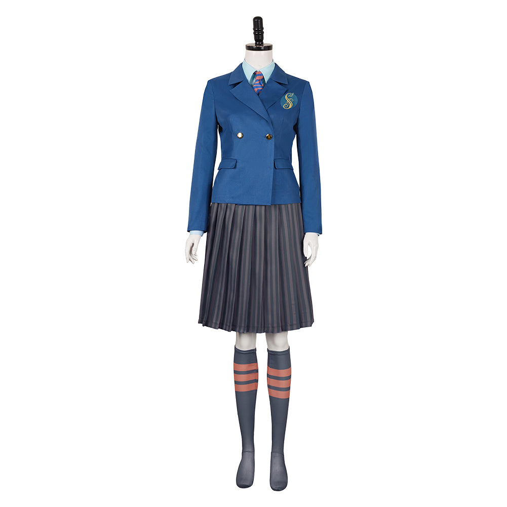 Wicked Glinda Blue School Uniform Dress Outfits Cosplay Costume Halloween Carnival Suit