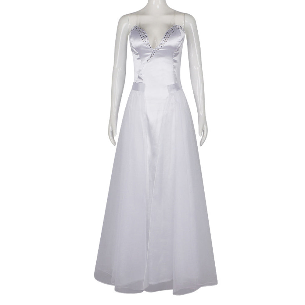 Wicked Glinda White Dress Set Outfits Cosplay Costume Carnival Suit 