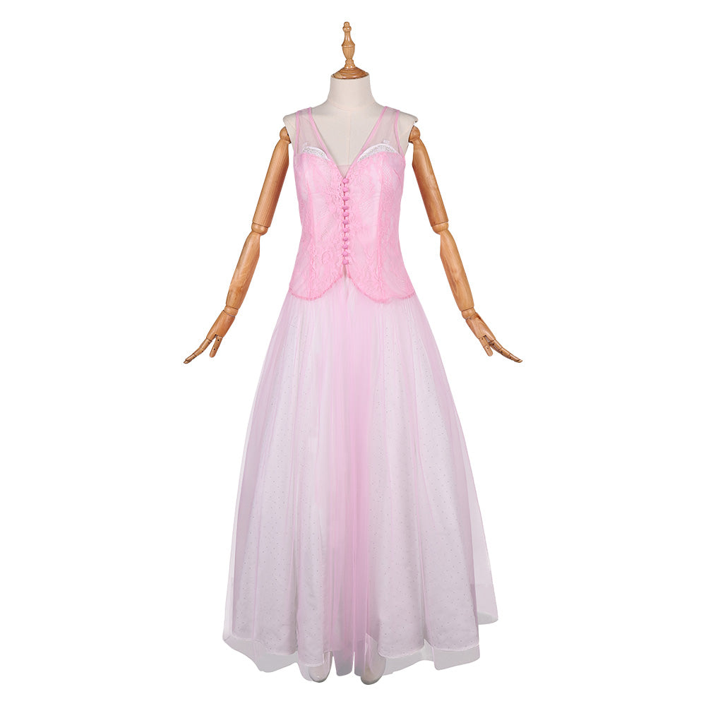 Wicked: For Good (2025) Glinda White Dress Pink Cardigan Set Outfits Cosplay Costume 
