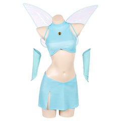 Winx Club Princess Bloom Blue Fairy Top Skirt Wings Set Outfits Cosplay Costume 