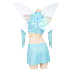Winx Club Princess Bloom Blue Fairy Top Skirt Wings Set Outfits Cosplay Costume 