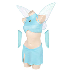 Winx Club Princess Bloom Blue Fairy Top Skirt Wings Set Outfits Cosplay Costume 