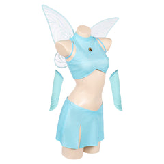 Winx Club Princess Bloom Blue Fairy Top Skirt Wings Set Outfits Cosplay Costume 