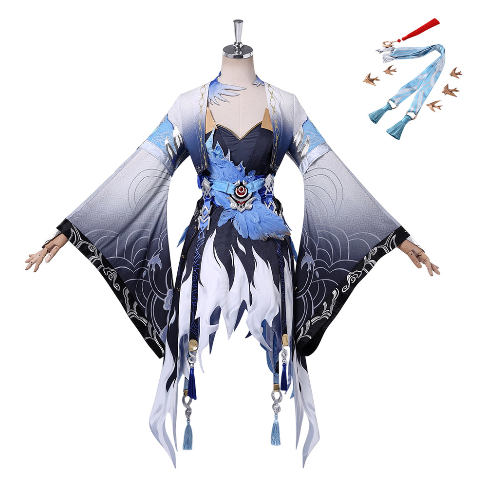 Wuthering Waves Yangyang Xuanling Blue Black Dress Set Outfits Cosplay Costume