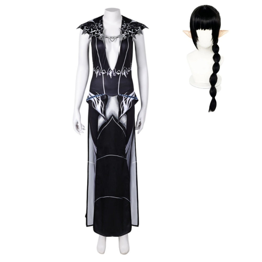 Game Baldur's Gate Romantic Shadowheart Sexy Black Dress Outfits Cosplay Costume Halloween Carnival Suit