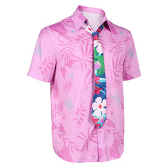 Zootopia 2 (2025) Nick Wilde Pink Printed Shirt Necktie Outfits Cosplay Costume