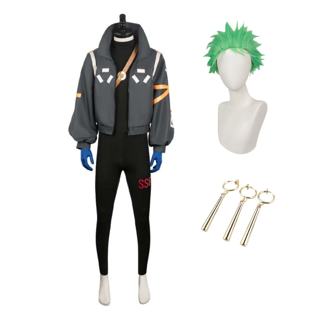 Anime One Piece Egghead Arc Roronoa Zoro Gray Coat Set Outfits Cosplay Costume Halloween Carnival Suit